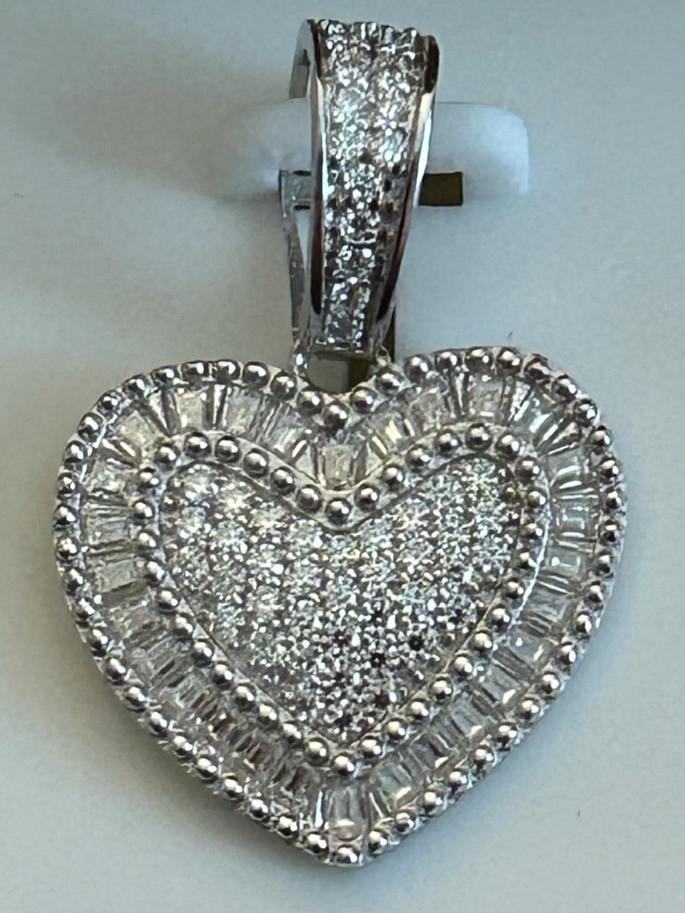 1.00CTW Moissanite 925 Sterling Silver Heart ❤️ Pendant Necklace w/ Pavé Sparkle